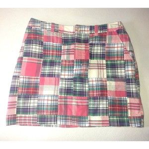 Cape Madras Plaid Mini Skirt Womens Size 8 Elizabeth Maine 100% Cotton Patchwork